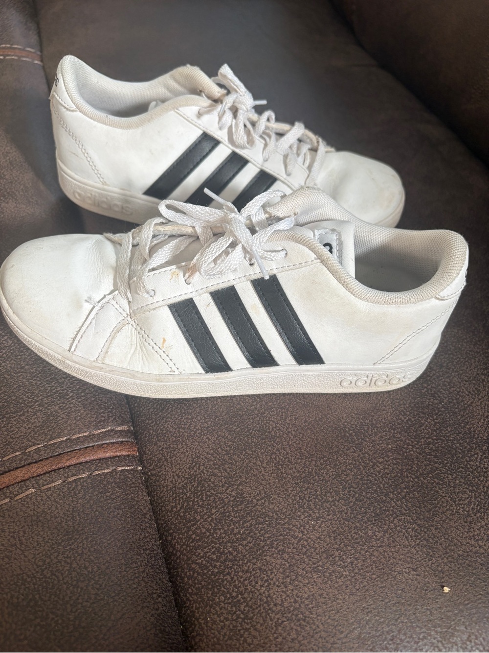 adidas White Sneakers with Black Stripes - Men's Low-Top Trainers
